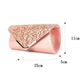Roségoldene Pailletten-Abendtasche mit V-Metallrahmen, 25 cm Länge für Damen - TW037 (25x11x5cm) / Rosa