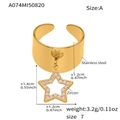 Detailed size chart for the gold-plated star ring with zircon inlay and dimensions - US 7 / Gold Hollow Pentagram Style