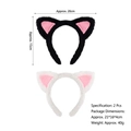 Set di 2 cerchietti con orecchie di gatto in peluche bianco e nero e interno rosa - Set di 2 Cerchietti Orecchie di Gatto Bianco e Nero