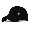 Black waffle texture baseball cap with rhinestone letter D detail and curved brim - Waffle Texture Rhinestone D Decoration / Black