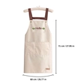 Beige waterproof kitchen apron with Hello embroidery and adjustable straps, 71x68 cm size - White Hello - Waterproof/Oilproof