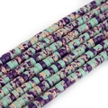Macro shot of cylindrical emperor stone beads in purple and mint green for jewelry DIY - Purple Floral Pattern
