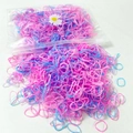 Mixed pink blue and purple high elastic hair bands for girls in a clear zipper bag - Rainbow