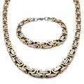 Set collana e bracciale a catena bizantina bicolore oro e argento in acciaio inossidabile - Set Collana e Bracciale / Oro e Argento