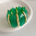 Bracelet extensible avec blocs en acrylique vert et bandes en alliage doré chic - Vert