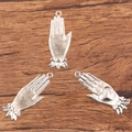 Silver hand palm charms with heart motif for Halloween DIY jewelry making - 27B2-16 Metal Palm