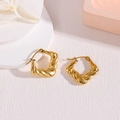 Moderne 18K vergoldete Edelstahl-Creolen mit gedrehtem geometrischem Design für Damen - Quadratisch Verdreht Gold