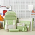 Vijfdelige groene schooltas set inclusief rugzak en draagtas voor schoolmeisjes - Groen en Wit