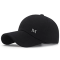 Cappellino da baseball nero con logo M in argento e visiera lunga parasole - Regolabile / Nero