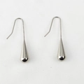 Polierte silberne Tropfenohrringe aus Edelstahl mit elegantem langem Hakenverschluss - Klobige Teardrop / Silber
