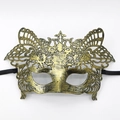 Masque de mascarade vénitien vintage bronze doré avec des motifs découpés complexes - Sous-Aigle Or