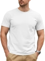 Classic men's short-sleeve crewneck T-shirt in pure white breathable cotton fabric - White