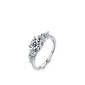 Eleganter S925 Sterlingsilber 3-Steine-Ring mit runden und birnenförmigen Zirkonias - US-Größe 5 / Silber