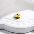 Macro del distanziatore in argento 925 con placcatura dorata e zircone verde intarsiato - diamante verde / 6mm / Oro