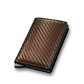 Brown carbon fiber RFID blocking aluminum card wallet with pop-up sliding mechanism - Carbon Fiber Bronze