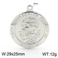 Saint Christopher Rundanhänger aus Edelstahl, religiöses Medaillon von 29x25 mm - Stahl Heiliger Christophorus Rundes Zubehör (KLJ4859-Z)