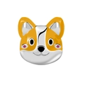 Cute orange and white Corgi dog charm with enamel details for DIY beaded bracelets - Dog Head Charm