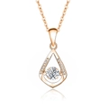 Elegant rose gold water drop pendant necklace featuring a sparkling round zircon stone - Moissanite White Stone Rose Gold