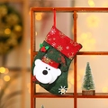 Christmas stocking with 3D white bear and snowflake embroidery on wooden grid hanger - Bear