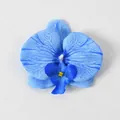 Testa di orchidea artificiale blu con venature dettagliate per accessori per capelli fai-da-te - Seta Blu (Grande)