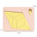 Pink and yellow geometric wooden puzzle toy with dimensions 13.7cm x 10.5cm - Model B