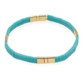Bracelet en perles Tila fait main avec des éléments rectangulaires turquoise et or - Turquoise Or Intercalaires