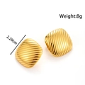 Minimalistische gouden vierkante oorbellen met geometrische horizontale strepen - YE-081-Gouden Vierkant