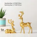 Set de figuras de ciervo nórdico en resina dorada mate para decoración del hogar - De pie + Sentado / Juego de 2 piezas / Dorado