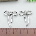 Silver bow alloy pendant pair with measurement scale for DIY jewelry making - Classic Bowknot - Silver (21393)