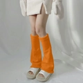 Helle orangefarbene Y2K Strickstulpen für Damen mit Rippbündchen und ausgestelltem Design - Orange Weites Bein