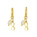 Orecchini a cerchio dorati con perla bianca e pendenti a forma di clessidra - Oro