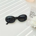 Classic black oval frame sunglasses for kids with UV400 lenses and stylish thick frames - Black