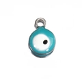 Golden stainless steel Turkish evil eye pendant with blue enamel for DIY jewelry making - Sky Blue - Steel Color