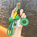 Creative fitness keychain dumbbell shaker bottle silicone lanyard bag pendant charm gift - Green