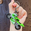 Vibrant green motorcycle model keychain with realistic racing details and metallic clasp - Green