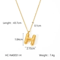 Macro shot of gold puffed letter H pendant with precise size and weight measurements - Letter H (HC-N40051-H)