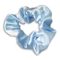 Light blue satin scrunchie with smooth silk texture and elegant heart shape fold - Light Blue