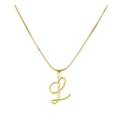 Gold letter L snake chain necklace with sparkling cubic zirconia stones for women - Letter L / Gold