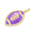 Gold-plated football pendant featuring purple enamel inlay and sparkling zircon crystals - Purple