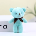 Light blue teddy bear plush keychain with Love Love printed brown ribbon detail - Green