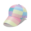 Rainbow striped cotton baseball cap in pastel macaron colors for sun protection - M (56-58cm) / Macaron Spliced Striped Style (C)