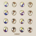 Set of 16 colorful AB crystal rhinestone butterfly ear studs on white card - EGS001-Oval Multicolor