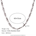 Minimalist 316L stainless steel olive bead chain necklace in silver 40+5cm length - 2.5mm Handmade Chain (40+5cm)
