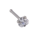Silver stainless steel nose stud with heart-shaped clear zircon and claw setting - 0.8x7x3mm / Silver Straight Bar Heart Clear Zircon