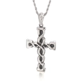 Ciondolo a croce in acciaio argento vintage con design a corda per uomo elegante - Stile Trama a Corda Intrecciata (KP53953-BD) / Solo Ciondolo
