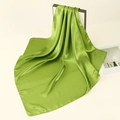 Grass green satin square scarf with a smooth silk-like finish and elegant drape - Grass Green