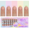 Detail of French blue and pink soft gel nail tips with 150/240 pieces professional set - 5-Color French Press-on Nails 07