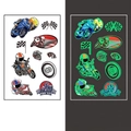 Luminous motorcycle racing tattoos for kids featuring helmets and glowing bikes - Racing Glow Style (WS-K238)