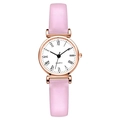 Minimalist quartz watch for women with pink leather strap and rose gold metal case - Pink