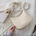 Chic cream white PU leather crescent hobo bag with adjustable wide shoulder strap - White